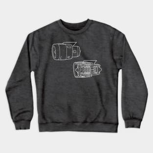 Turbofan Jet Engine White Line Drawing Crewneck Sweatshirt